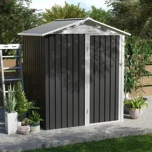 5.4x4.27 FT Outdoor Storage Shed with Hinge Door Metal Garden Sheds for Backyard, Patio,Lawn,Utility & Bike Storage