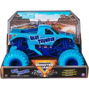 Monster Jam, Blue Thunder Monster Truck - Aqua - 1:24 Scale Die-Cast Vehicle-Chrome Rims and BKT Tread Tires for Playsets, Collectible for Fans, Kids Ages 3+