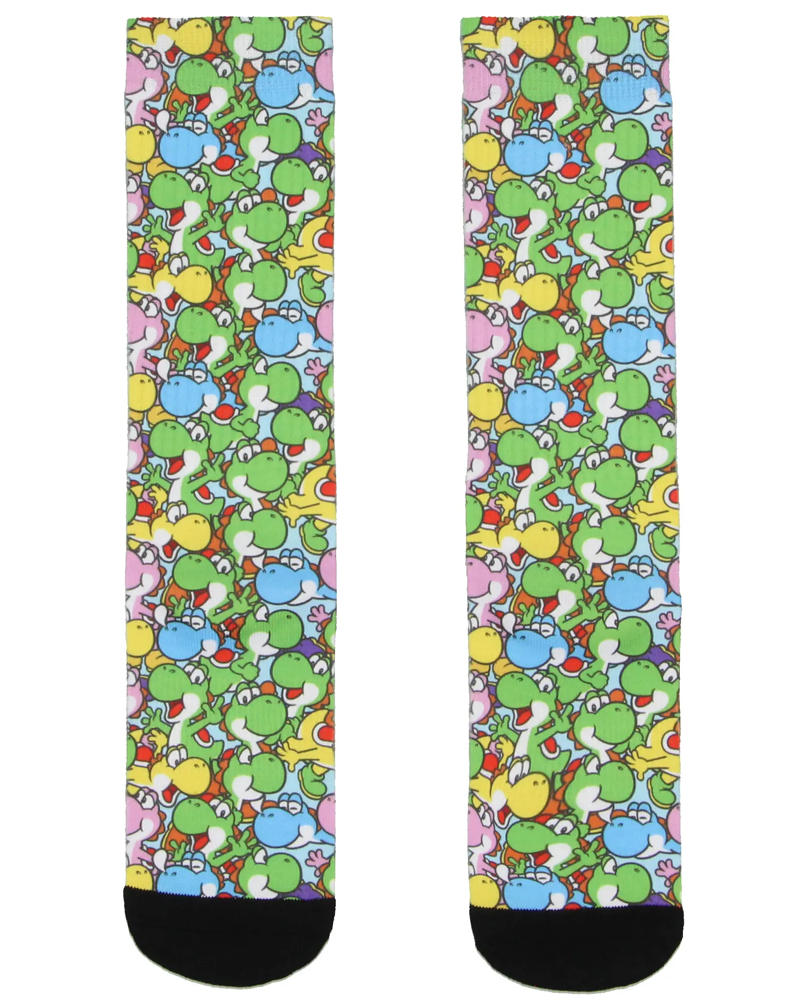 Nintendo Super Mario Video Game Men's Yoshi Dino Sublimated Adult Crew Socks