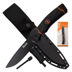 Elk Ridge - Outdoors Camping Fixed Blade Knife, Comes with LED Light, Fire Starter, Molded Sheath  - ERE-FIX010LED-BO