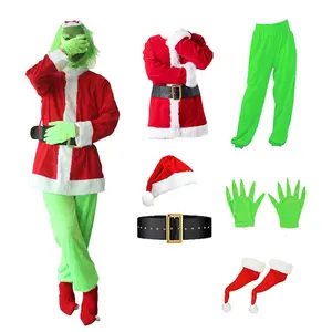 AYJKSEVEN Green Monster Costume Pants for Adult Christmas Santa Costumes Furry Men Suit Halloween Outfit