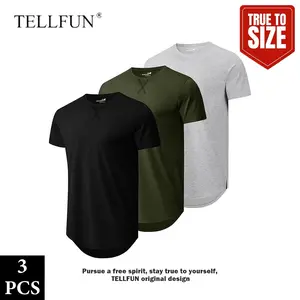 Mens 3 Pack Hipster Hip Hop Longline Crewneck T-Shirt,Menswear Casual Tshirt Tops,TikTokShopfalldealsforyou