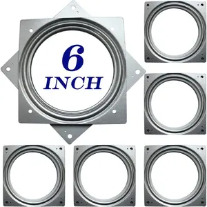 6Inch Lazy Susan Hardware, 6Pack Square Rotating Bearing Plate, 500lbs Capacity Lazy Susan Turntable Bearing for for Serving Trays, Kitchen Storage Racks, Craft Table, Zinc Plated Steel Swivel Plate