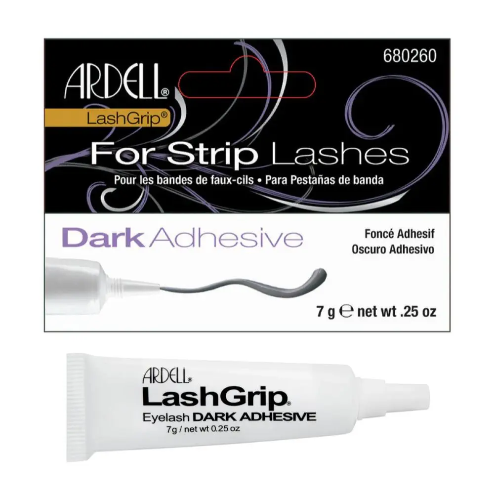 Ardell LashGrip Dark Eyelash Adhesive Glue, Strong Hold Latex Base for Fuller Lashes, Gentle and Sensitive Safe Cosmetic Formula, 0.25 oz