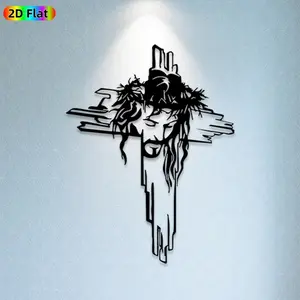 1pc Jesus on Cross Metal Wall Art, Sacred Jesus Statue Mural, Ideal Gift for Christmas, Easter, Christian Home Decor Enthusiasts, Rust-Resistant Metal Wall Decor Wall Sculptures,  Religious Interior Exterior Ornament