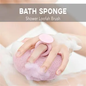 2 Counts Bath Sponge Body Brush,Exfoliating Body Scrubber Mesh Balls,Bath Loofah Sponge Brush to Scrub The Body and Enjoy The Shower-2 Pack Random Colors