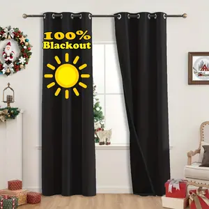 100% Blackout Insulated Curtains with Coated Lining, Ideal for Living Room Bedroom Kitchen Home Decor, Korean Style Drapes, 1pc, Blackout Window Cover