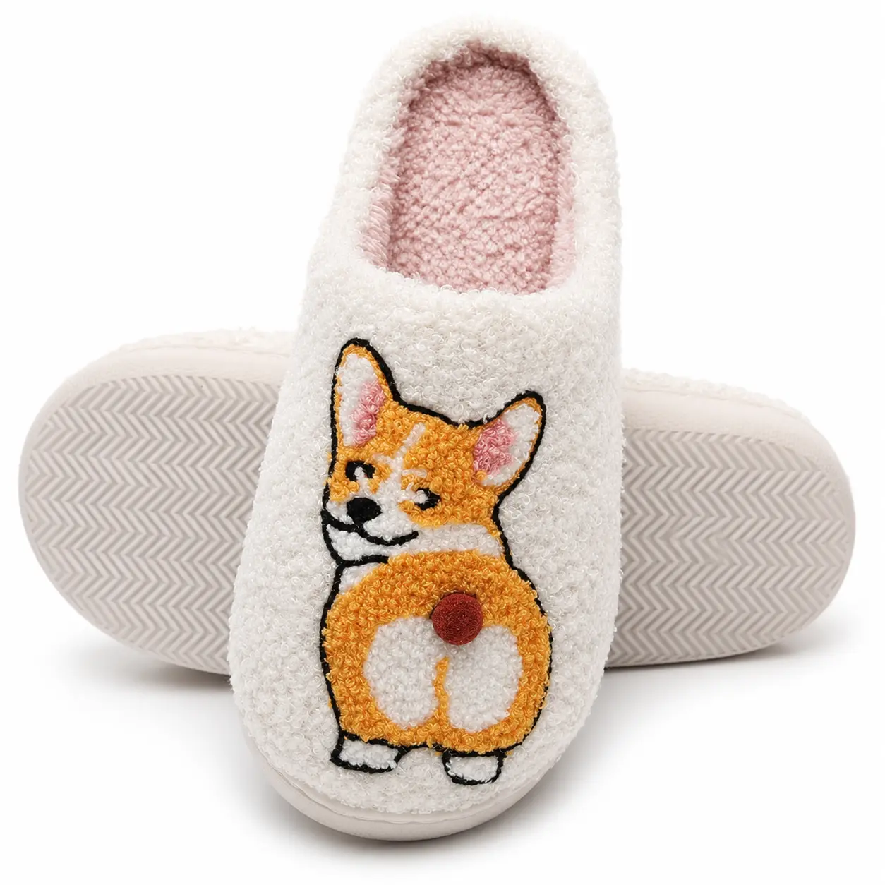 Hilarious Animal Butt Slippers Cozy Plush Fleece House Shoes Cute Corgi Cat Fluffy Indoor Slippers Funny Gag Gift for Friends