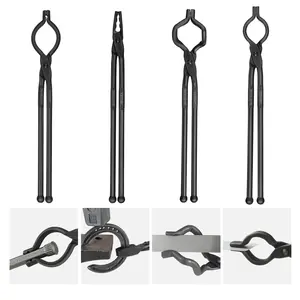 fathersdaygift VEVOR Blacksmith Tongs, 18 4 PCS, V-Bit Bolt Tongs, Wolf Jaw Tongs, Z V-Bit Tongs and Gripping Tongs, Carbon Steel Forge Tongs with A3 Steel Rivets, for Beginner and Seasoned Blacksmiths, Bladesmiths