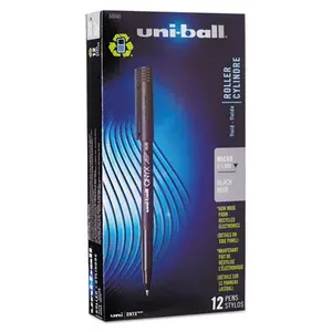 Uni-Ball UBC60040 0.5 mm Micro Roller Ball Pen - Matte Barrel ONYX Stick, Durable Metal Tip, Classic Molded Clip, Great for Carbon Copies - 1 Dozen