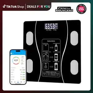 Bathroom Scale Electronic LED Display Ultra-wide TemperedGlass Platform Compact Modern Design Sturdy ConstructionDurable Plastic Digital Weighing for Fitness Enthusiasts Ultra-Thin High Precision Bathroom Scale