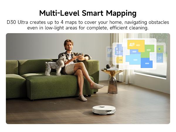 【Flagship Upgrade 2026】 DREAME D30 Ultra Robot Vacuum and Mop, 25,000Pa Powerful Suction, All-in-One Base Station with 100 Days Auto-Empty, MopExtend Tech for Edge Cleaning, Smart Obstacle Avoidance, White