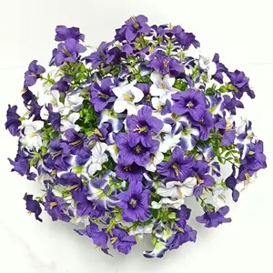 Artificial Flowers Outdoor, 8 Bundles Faux Petunias Silk Flower UV Resistant Faux Plastic Plants Artificial Petunias for Outdoors Porch Patio Yard Garden Decor Lifelike Artificial Flower, Artificial Flowers for Outside, Fake Plant Decoration