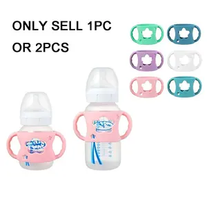 1pcs/2pcs Star Cartoon Pattern Silicone Baby Bottle Sleeve, Handle Design for Easy Grip, Soft Material, Fits Most Wide Neck Bottles, Feeding