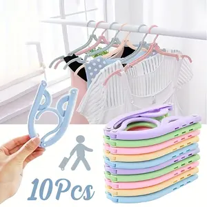 10 portable folding hangers with non-slip handles - durable plastic material