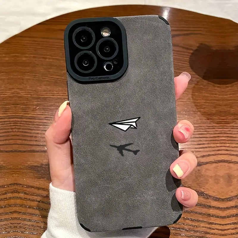 Paper Airplane Pattern Cute Flight Art Phone Case Cover for iPhone 17/17 Pro Max,16,15,14 Plus,13,12,11 Pro Max,X/XS,XS Max - Shockproof Drop Protection Mobile Accessories, Valentine’s Gift, Grey, Smartphone