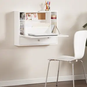 HomeRoots 402014 White Wall Mount Folding Desk