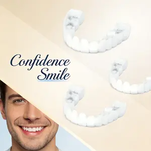 Snap-On Smile Secret - 3 Pairs Adjustable Snap On Upper & Lower Looking Smile Fix for Gaps, Stains & Missing Teeth  Instant Perfect Selfie Smile Natural White Easy Moldable Temporary Teeth Repair