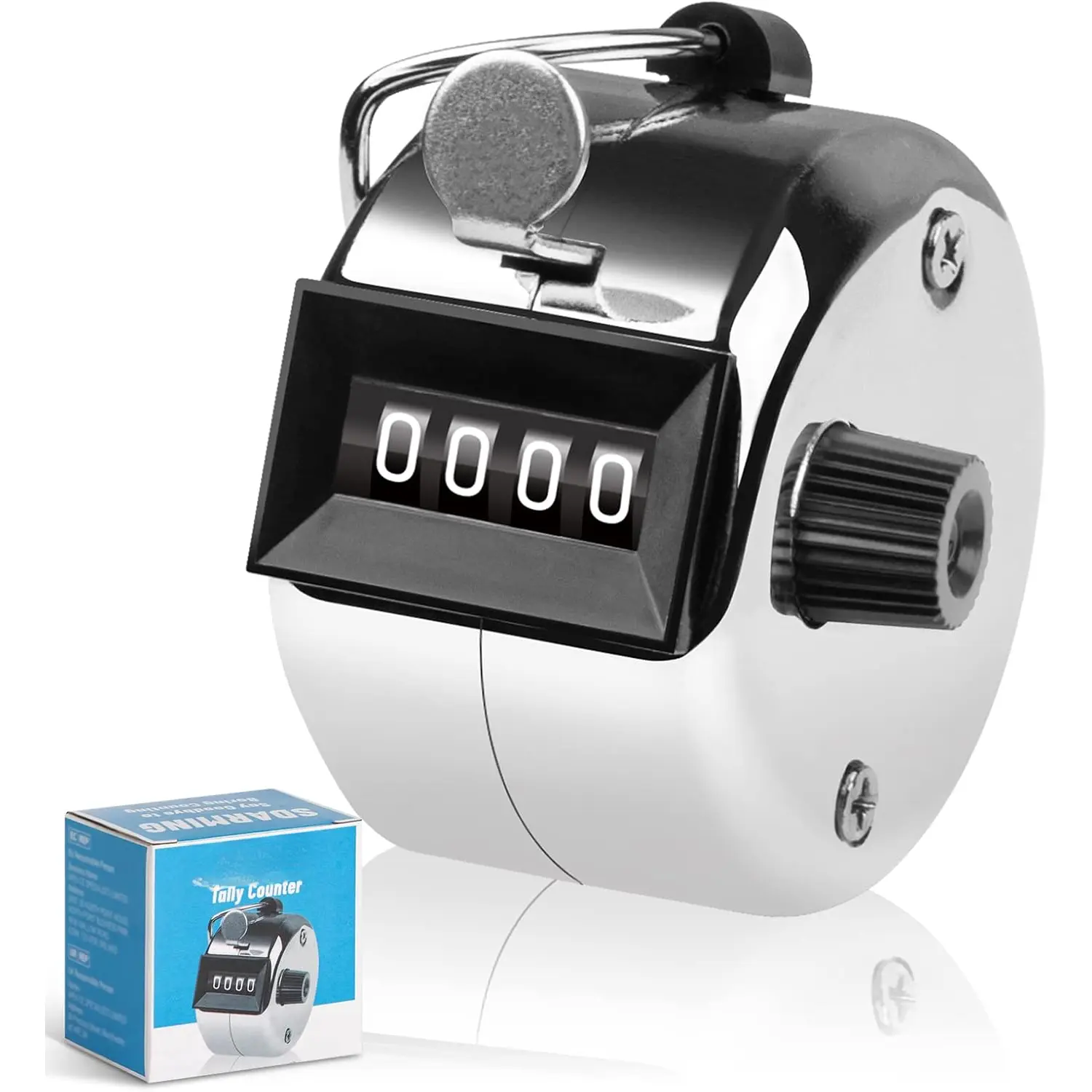 Tally Counter, 4-Digit Clicker Counter, Metal Hand Tally Counters Clicker Pitch Counter for Counting, Knitting, Coaching, Golf, Lap, Fishing