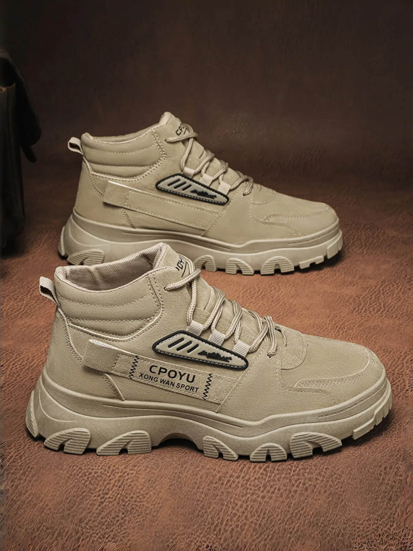 Mens Chunky Platform Work Boots | Waterproof Leather Ankle Boots | Urban Outdoor Footwear & Hiking Shoes