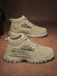 Mens Chunky Platform Work Boots | Waterproof Leather Ankle Boots | Urban Outdoor Footwear & Hiking Shoes