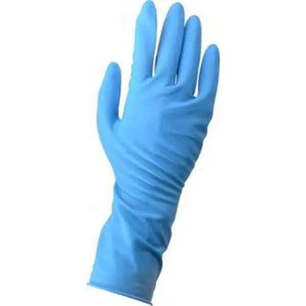Microflex Medical Grade Disposable Latex Cleaning Gloves, Size M, 11 mil Thick, 12" Long Blue, Powder-Free, Non-Slip Textured, Beaded Rolled Cuffs, Ambidextrous, SG-375-M
