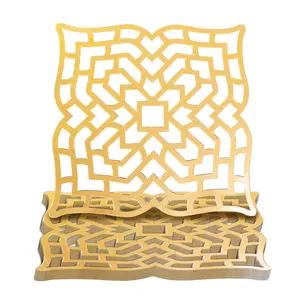 Gold Laser-Cut Geometric Pattern Charger Placemats - 24 Pc.