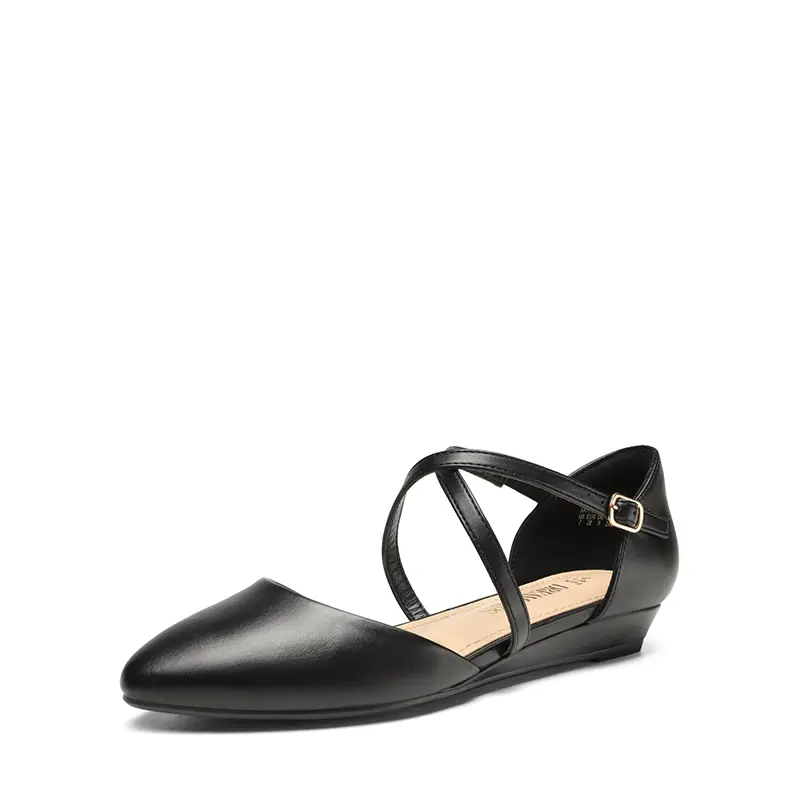 Dream Pairs Women's Stylish V-Cut Flats, Cross-Strapped Heeled Ballet Shoe for Evening Wear with Cushioned Insole and 0.78-Inch Low Wedge, Heeled Ballet Flats, Chic, Padded Insole