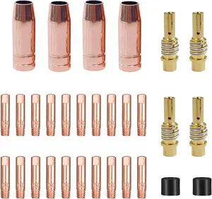 MIG 30-Pack MB15 15AK welding Gun Accessory Kit ;Welding contact Tips 0.030" 0.8mm,Gas Nozzle/Contact Tip Holder Fit MIG Co2 Welding Torch, Copper (0.030" Accessory Kit)