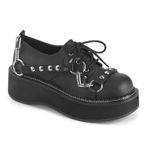 Demonia Emily-32 Black Vegan Leather Platforms
