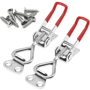 2pcs Toggle Latch Clamp 4001, 304 Stainless Steel Adjustable Latches, Quick Release Hand Tool Toggle Clamp for Smoker Lid Jig,Case Trunk,Door,220Lbs Holding Capacity, with 8pcs Screw