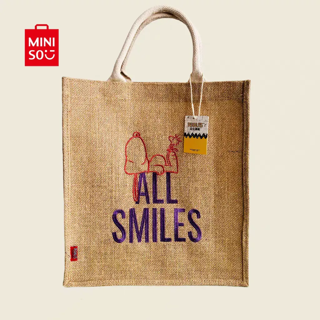 Snoopy Large Jute Tote Bag, Casual All Over Print Shopper for Peanuts Fans, High-Capacity for Grocery Shopping, Cute Holiday Gifts, Carry Goods