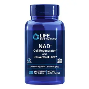 Life Extension NAD Supplement - NAD+ Cell Regenerator and Resveratrol Elite, Niacinamide Riboside,Skin Aging Support, Energy, 30 Capsule Healthy Dietary Healthcare