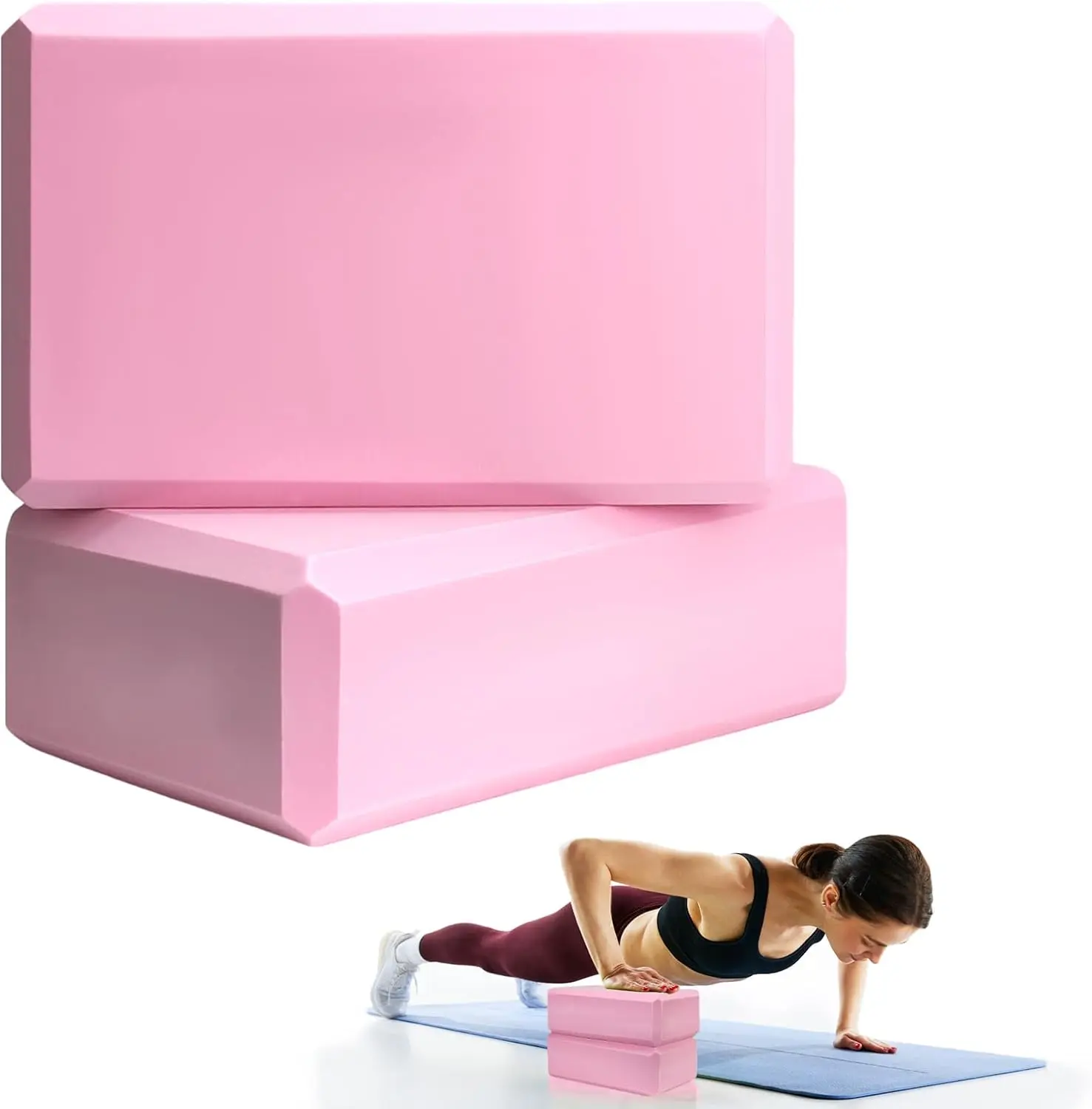 2 Pack Yoga Blocks 9"x6"x3" – Non-Slip Foam Yoga Props for Pilates, Stretching, Flexibility & Meditation | Home Workout Essentials for Beginners outdoorfun  Strap