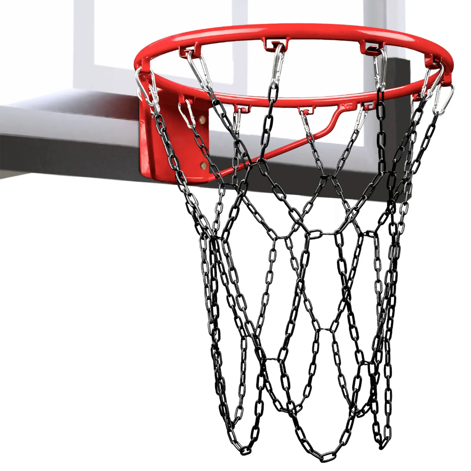 Black Basketball Net Heavy Duty Replacement,Carbon Steel Chain Basketball net, Anti-Rust Use Indoor Outdoor Standard 12 Loops Basketball Hoop