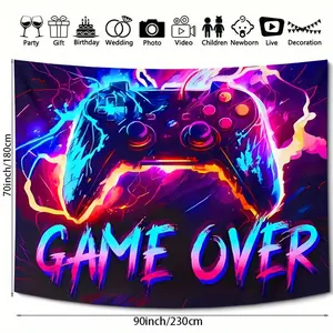 Gaming Room Fluorescent Tapestry Gaming Theme Tapestry For Gaming Room UV Blacklight Tapestry, Neon Lights For Gaming Rooms, Dorms, Living Rooms, Bedrooms, Home Decor/game Rooms/party Decorations, With Free Installation Kit 60X40 Gift Color