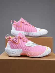 Unisex Basketball Shoes, Fluorescent Upper, Kpu Midsole, Md Technology, Rubber Sole, Breathable Mesh, High Bounce, All Seasons, Stylish Basketball Shoes