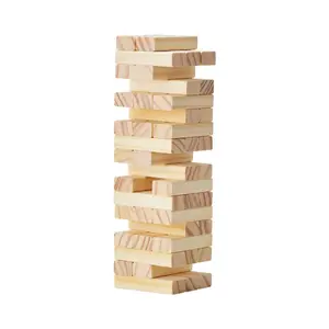 Tumbling Timber Toy, 54 Blocks Tumble Tower Blocks Game, Pine Wood Tumbling Tower Game with Storage Crate, Multiple Ways to Play Wooden Stacking Game, Tumble Tower Family Game for Indoor/Outdoor