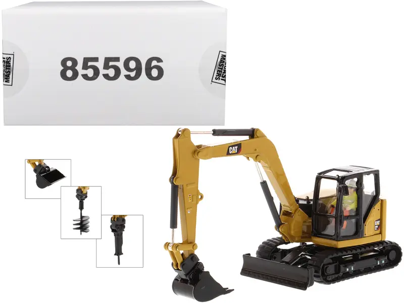CAT Caterpillar 308 CR Next Gen. Mini Hydraulic Excavator with Work Tools & Operator "High Line" 1/50 by Diecast Masters