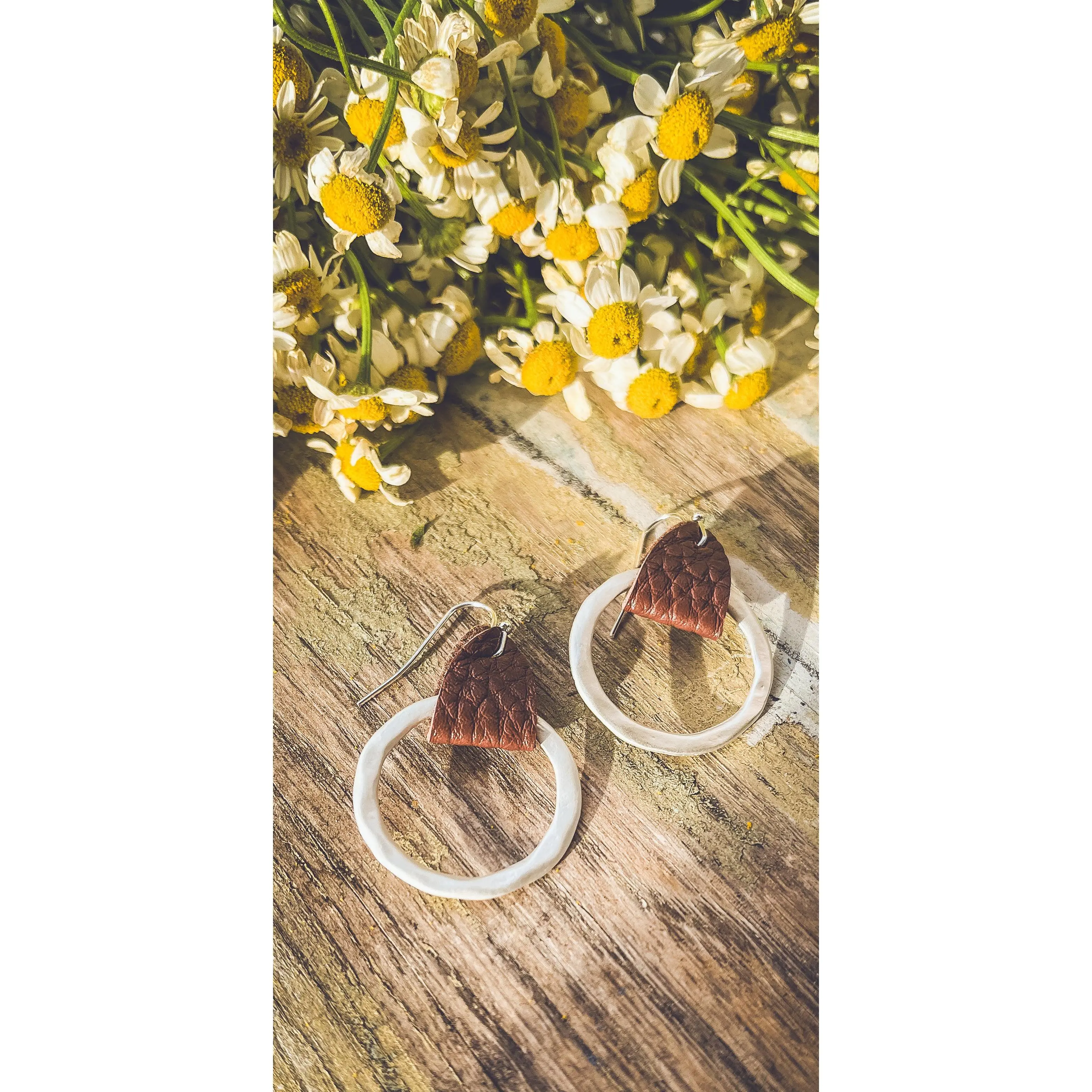 Beautiful Small Leather Hoop Earrings