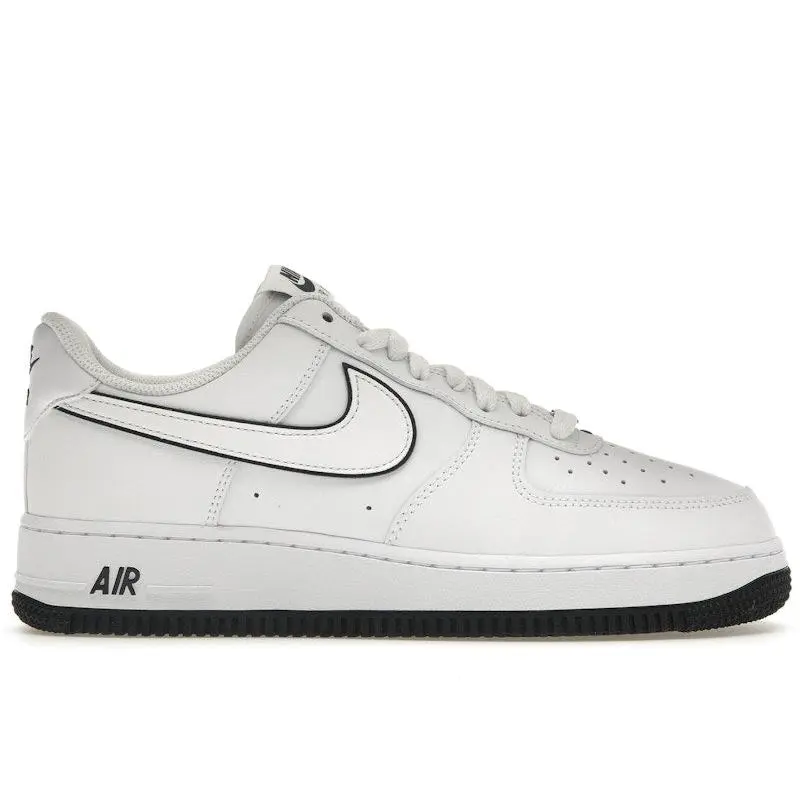 Nike Men's Air Force 1 '07 Low White Black Outline Swoosh Basketball Shoes, from StockX