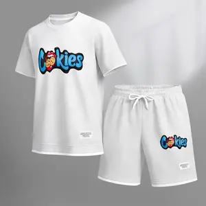 Men's cookie print drawstring shorts set is an ideal choice for spring and summer. This casual summer set includes a short-sleeved shirt and a pair of shorts, suitable for everyday wear and sports