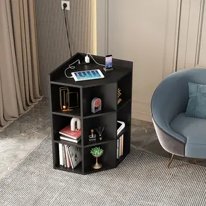 ALISENED Corner Cabinet Storage with USB Ports and Outlets, Corner Cube Storage, Cubby Bookshelf with 9 Cubes for Playroom, Bedroom, Living Organizer Nightstand