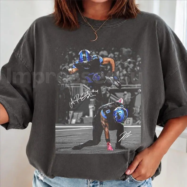 Comfort Colors Jahmyr Gibbs and Amon-Ra St. Brown Vintage T-Shirt, Retro Football Player T-Shirt, Unisex Gifts For Football Fan
