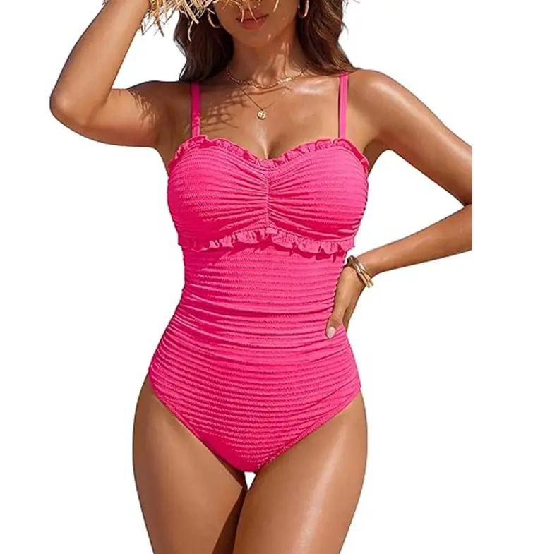 BMJL One Piece Swimsuit Women Tummy Control Textured Adjustable Straps Full Coverage Bathing Suits 2026 #SwimWeek #Summervibes