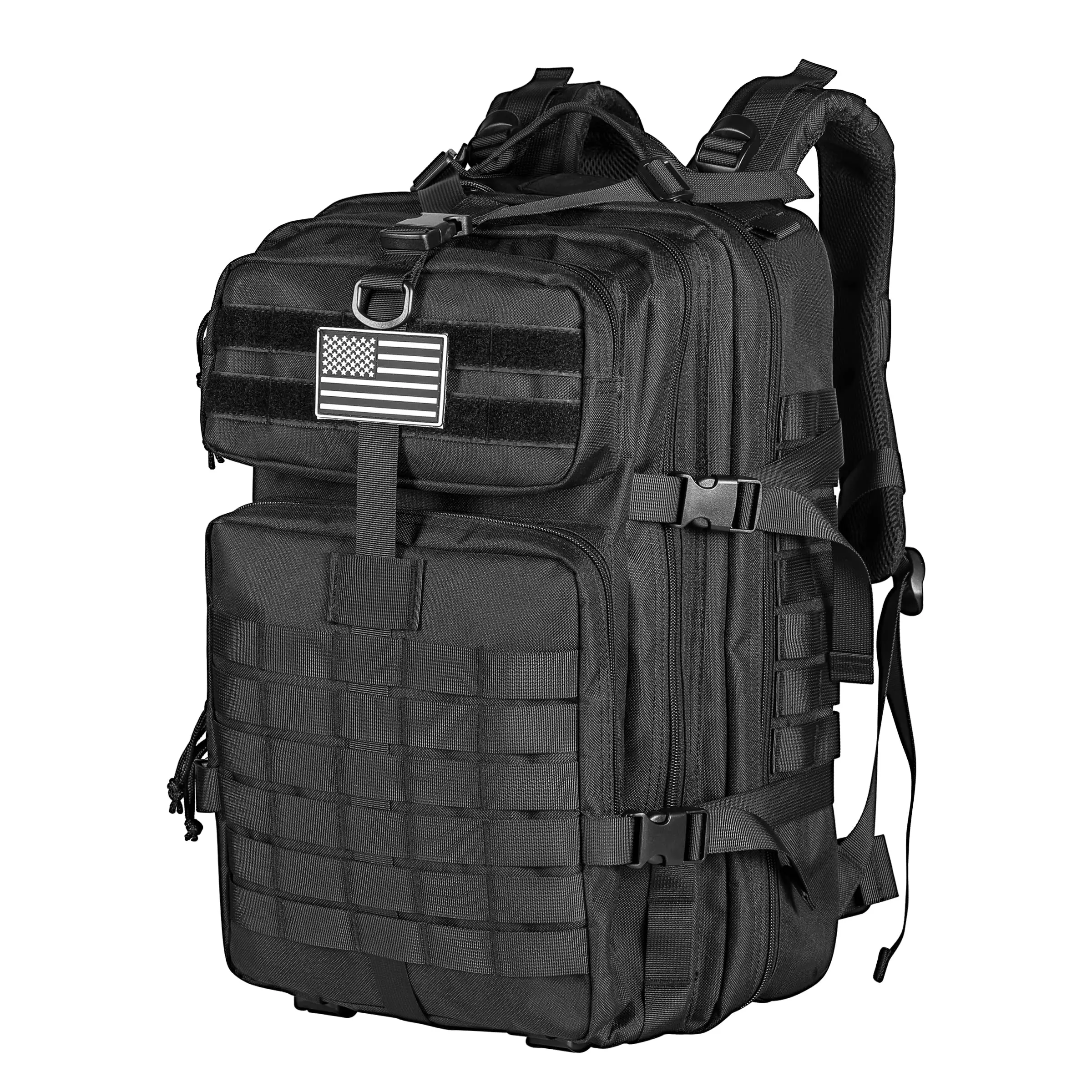 Military Tactical Backpack - Large 3 Day Assault Pack Molle Bag Rucksack for Outdoor Hiking and Camping,40L,With USA Flag Patch, Durable Backpack, Heavy Duty Rucksack,back to school,back to school haul