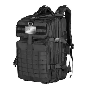 Military Tactical Backpack - Large 3 Day Assault Pack Molle Bag Rucksack for Outdoor Hiking and Camping,40L,With USA Flag Patch