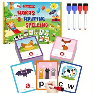English Word Cards Learning Kit, Quick Spelling Flashcards, Cvc Words Cognitive Development, Erasable Reusable Design