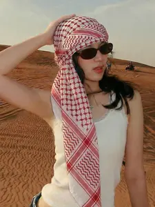 1pc classic retro red and white plaid long scarf, Keffiyeh style Hijab fashionable and versatile daily high-end decorative multi-purpose headscarf, Casual Soft Shawl, Shawl Wrap