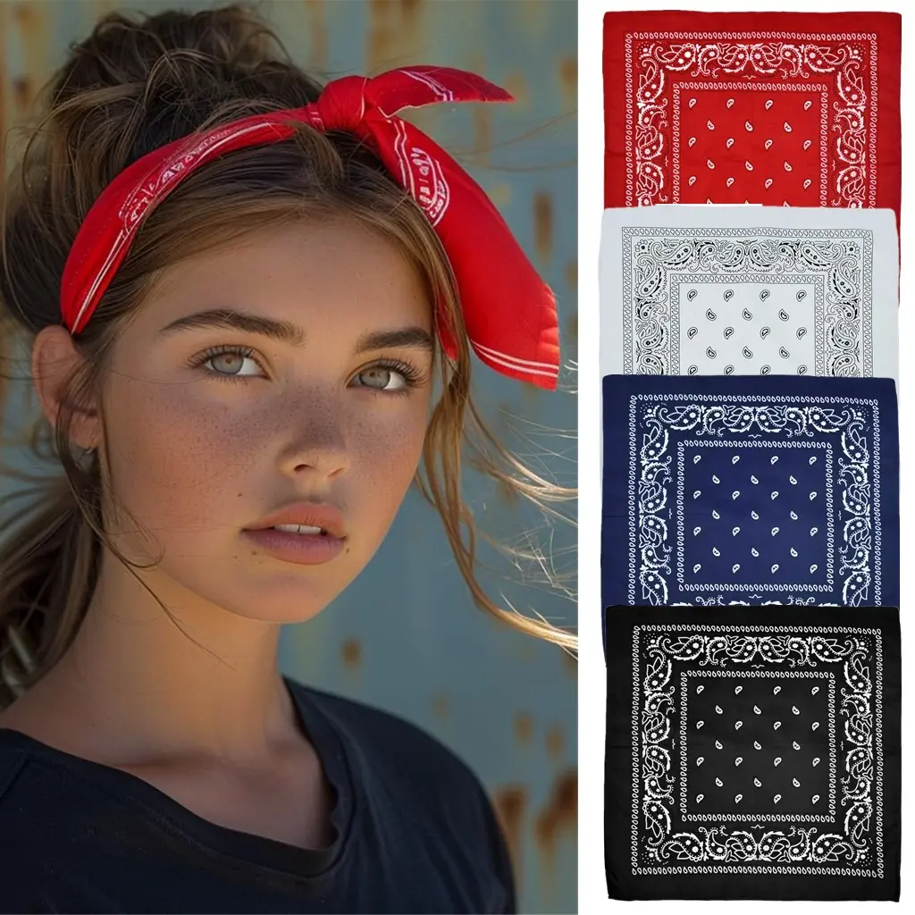 AWAYTR 10-Piece Suit 21"x21" Cashew Printed Neck Scarves Lightweight Neckerchief Women Men Small Square Scarfs Hair Accessories